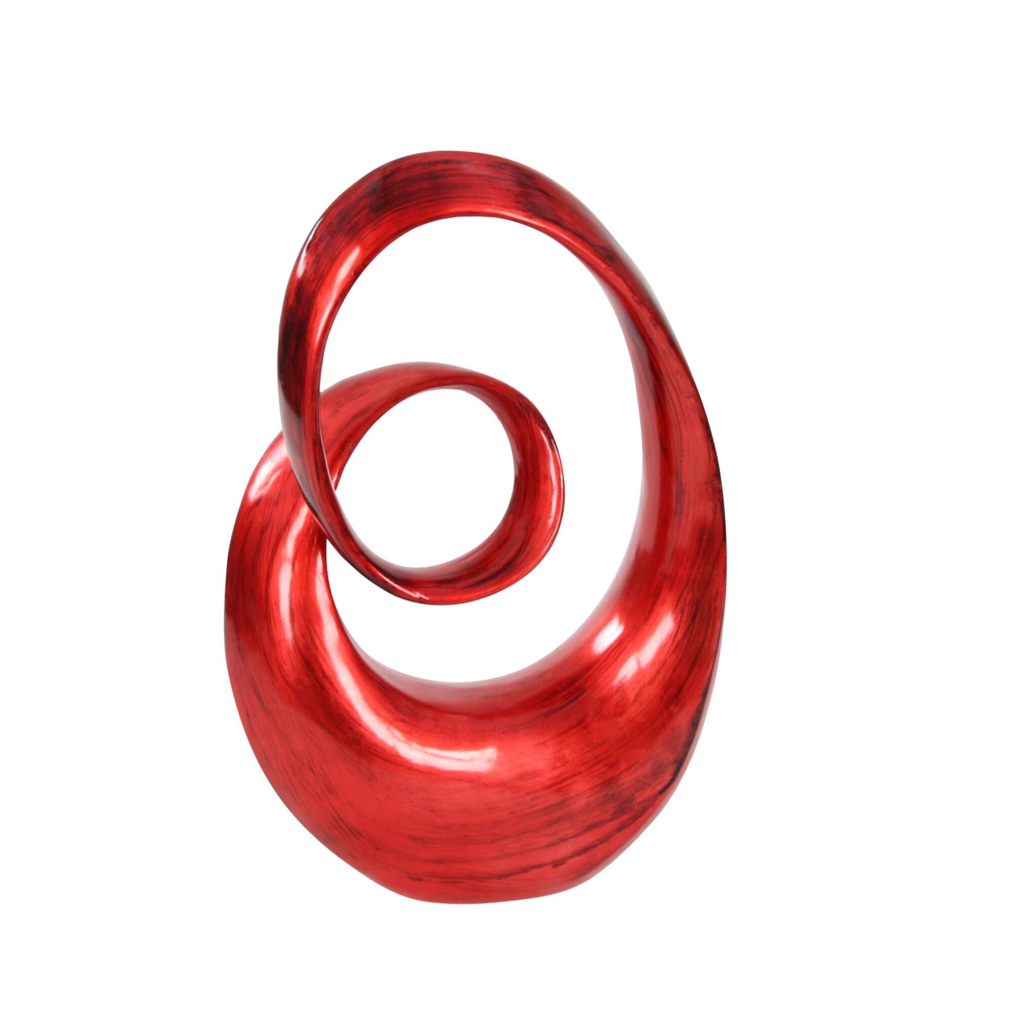 24" Red Swirl Contemporary Sculpture